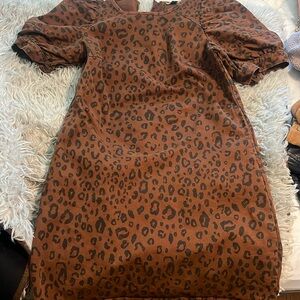 Universal Thread Dresses Cheetah Print Puff Sleeve Dress